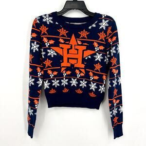 MLB GENUINE MERCHANDISE Womens Houston Astros H Snowflake Sweater Small Navy NWT